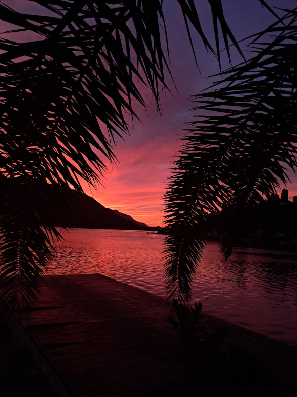 Sunset & Night Cruise on Boka Bay — boat on calm water at golden hour
